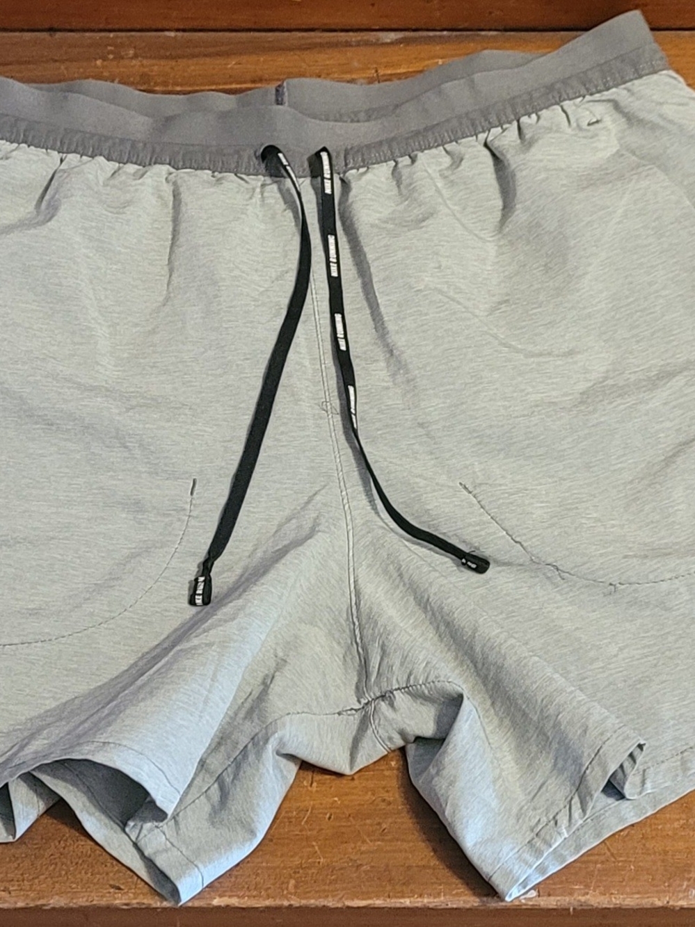 Nike Dri Fit Men's Light Gray Athletic Shorts with Black Drawstring